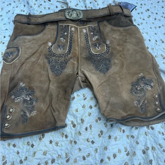 Men's Brown Embroidered Shorts
